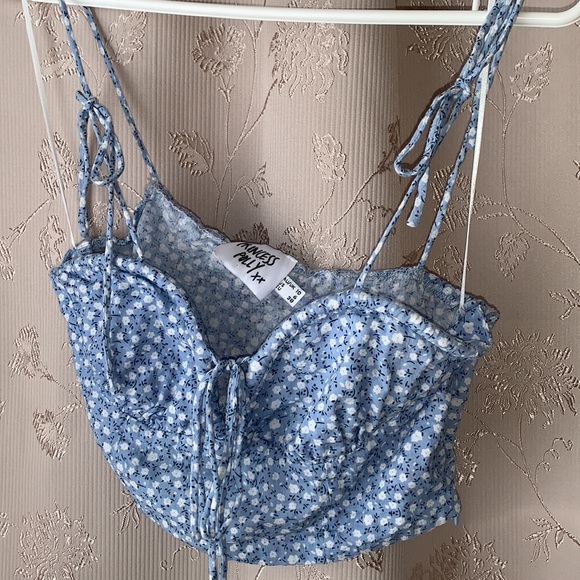 Princess Polly Blue Crop Top - Picture 1 of 15